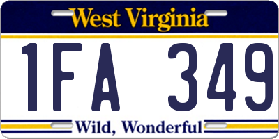 WV license plate 1FA349