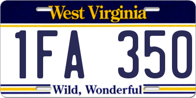 WV license plate 1FA350