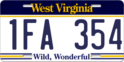 WV license plate 1FA354