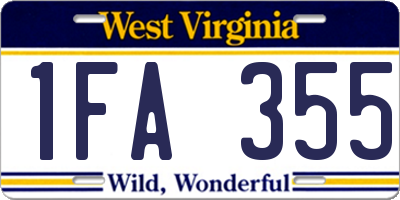 WV license plate 1FA355