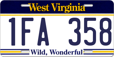 WV license plate 1FA358