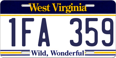 WV license plate 1FA359