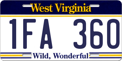 WV license plate 1FA360