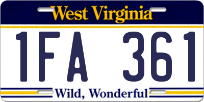 WV license plate 1FA361