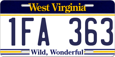 WV license plate 1FA363