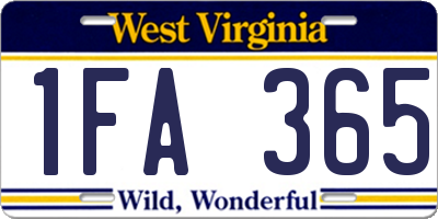 WV license plate 1FA365
