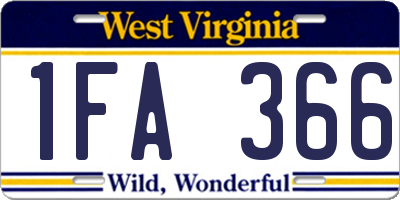 WV license plate 1FA366