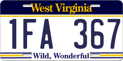 WV license plate 1FA367