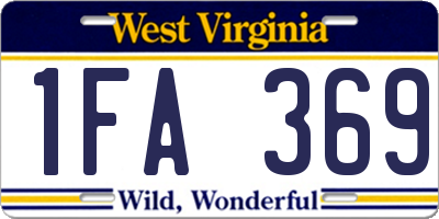 WV license plate 1FA369