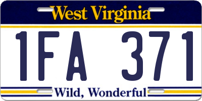 WV license plate 1FA371
