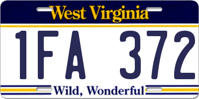 WV license plate 1FA372