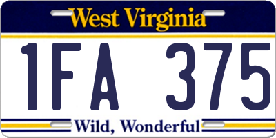 WV license plate 1FA375