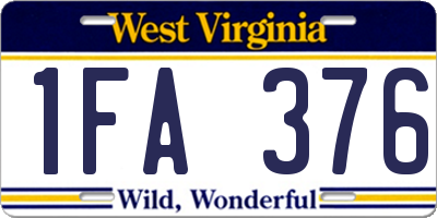 WV license plate 1FA376