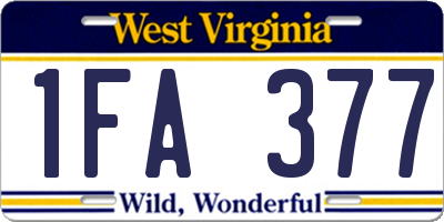 WV license plate 1FA377