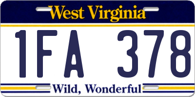 WV license plate 1FA378