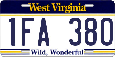 WV license plate 1FA380