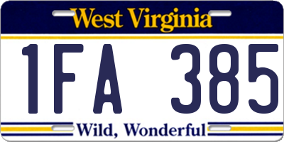 WV license plate 1FA385