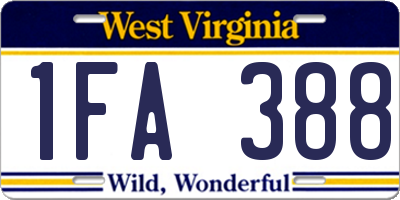 WV license plate 1FA388