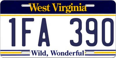 WV license plate 1FA390