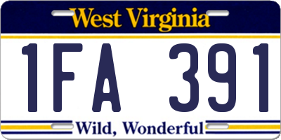 WV license plate 1FA391
