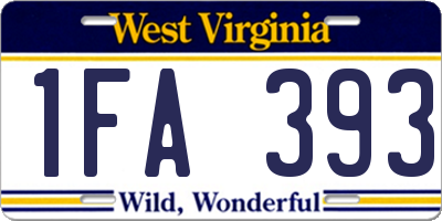 WV license plate 1FA393