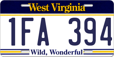 WV license plate 1FA394