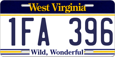 WV license plate 1FA396