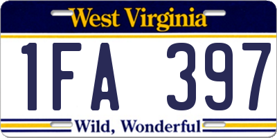 WV license plate 1FA397