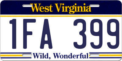 WV license plate 1FA399