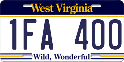 WV license plate 1FA400