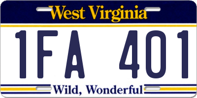 WV license plate 1FA401