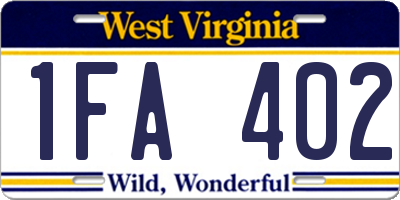 WV license plate 1FA402
