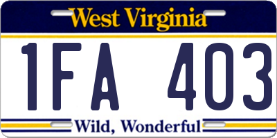 WV license plate 1FA403