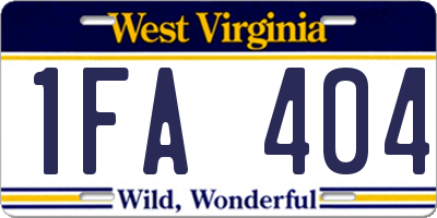 WV license plate 1FA404