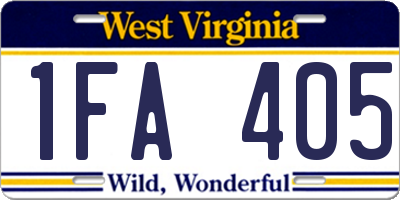 WV license plate 1FA405