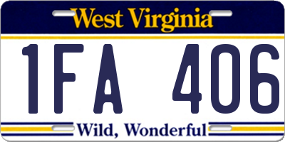 WV license plate 1FA406