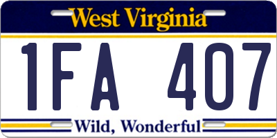 WV license plate 1FA407