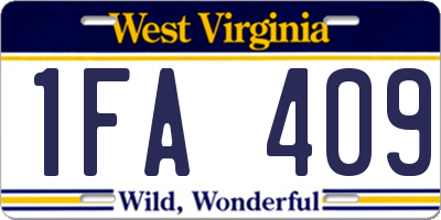 WV license plate 1FA409