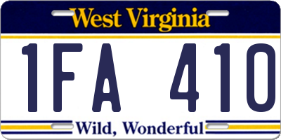 WV license plate 1FA410