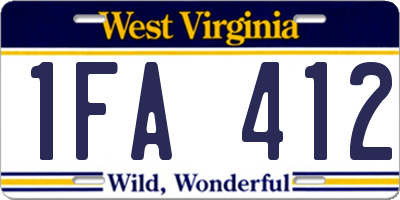 WV license plate 1FA412