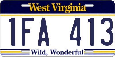WV license plate 1FA413