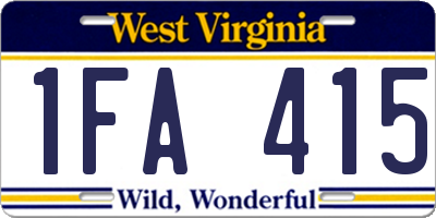 WV license plate 1FA415