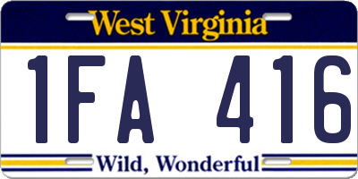 WV license plate 1FA416