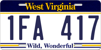 WV license plate 1FA417