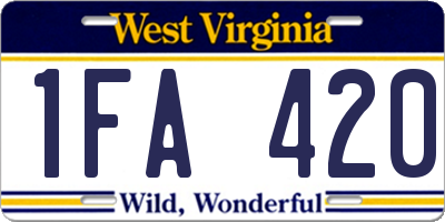 WV license plate 1FA420