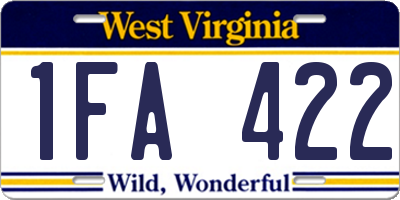 WV license plate 1FA422