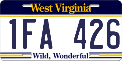 WV license plate 1FA426
