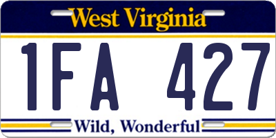 WV license plate 1FA427