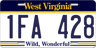 WV license plate 1FA428