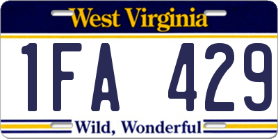 WV license plate 1FA429